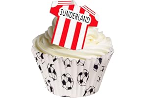 HOLLY CUPCAKES 12 Edible Football Shirts- Sunderland Black Cats