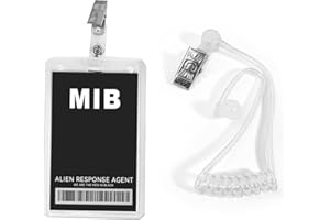 ERDOGLY MIB Men in Black Novelty ID Badge Prop Costume, Secret Spy Earpiece Detective Party Favors Secret Agent ID Card Holder Mystery Party Supplies
