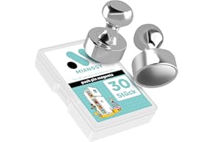 Magnete Stark, Miangsy 30 Stück Magnete für Magnettafel, Neodym Magnete Extra Stark, Magnete Kühlschrank, Whiteboard Magnete, Kegelmagnete für Haus, Büro und Schule, Silber