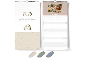 ‎PAPERLIONS Familienkalender 2025 selbst gestalten I [Blattgold] I 3 Spalten I A4+ I Fotokalender 22 x 43cm I DIY Bastelkalender für Fotos zum Selbstgestalten I Zum Aufhängen