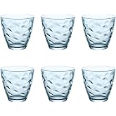 Bormioli Rocco 1662017 Flora Glass Water Glass 26 cl Set of 6 Blue | Blue, Glass, Embossed Finish, 6 Pieces