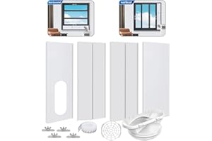 Cainda,Kit de ventilación de ventanas de aire acondicionado portátil, kit de ventana de CA portátil, longitud ajustable de 43 a 144 cm