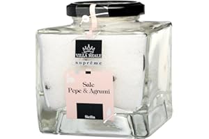 CAMPO D'ORO VILLA REALE SUPREME Sale Aromatizzato. Sale per cucina al pepe e agli agrumi 340 Gr. Sale siciliano aromatizzato, Specialità siciliane per ricette. 100% Made in Italy