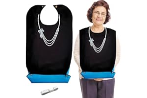 SwirlColor Babero Adulto Impermeable Lavables, Protectores de Ropa Impermeables y Reutilizables Baberos Adultos para Comer Baberos Adultos para Mujer Baberos Cena Navidad Mujer con Regla