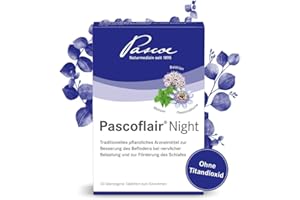 ‎PASCOE NATURMEDIZIN SEIT 1895 Pascoe® Pascoflair Night: Baldrian, Passionsblume und Melisse - zur Besserung des Befindens bei nervlicher Belastung und zur Förderung des Schlafes – ohne Titandioxid (30 Tabletten)