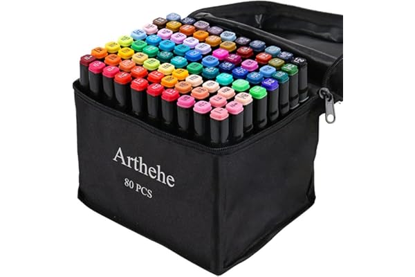 ARTHEHE Rotulador de 80 Colores Permanente Rotuladores Alcohol Marker Pen Marcadores Manga Creativos de Punta Doble ara Acuarela Graffiti para Principiantes Set de Rotuladores de Boceto Hecho a Mano