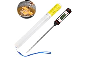 ThermomèTre de Cuisson NuméRique, FainFun Termometre Cuison, Thermometre Viande Avec Sonde Longue, Adapté pour Cuisine, Grillades, Aliments pour BéBéS, L'Eau, Lait, Thermometre Patisserie (Noir)