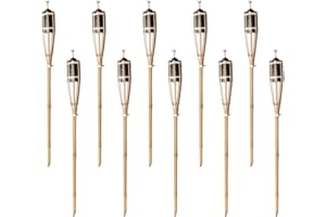 PARTYRAMA.CO.UK Natural Handmade Bamboo Garden Tiki Torch 60cm/90cm/120cm - for use with Parrafin or lamp Oil (60cm, Pack of 10)