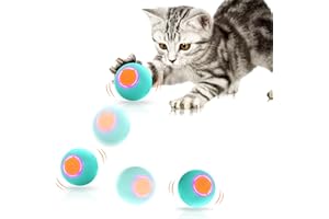 ROJECO Katzenspielzeug Elektrisch Katzenball mit LED Licht, 360° Intelligentes Rollen Rotieren Prellen 3 Modi Selbst Aktivierend Interaktives Katzenspielzeug USB Wiederaufladbarer Ball