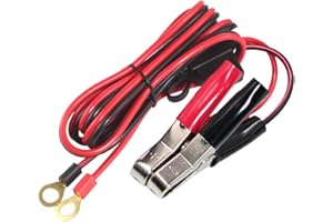 KUNCAN Heavy Duty Battery Cable with Alligator Clips & O-Ring Terminals - 2 Pin Lug Wire for Car, Motorcycle, Solar, Marine 12V/24V, 6FT 16AWG