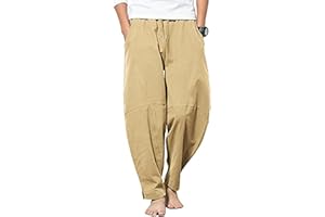 YAOBAOLE Men's Linen Trousers Casual Men's Baggy Trousers Men Yoga Pants with Pocket