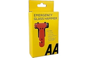 AA Emergency Car Window/Glass Hammer Seatbelt Cutter Rescue Tool AA6240 - Essential For Quick Vehicle Escape – With Mounting Screws And Bracket, Red