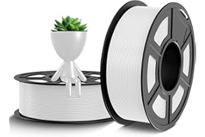 TECBEARS PETG Filament 1,75 mm, bardziej wytrzymały filament PETG do drukarki 3D, dokładność pomiaru +/- 0,02 mm, kompatybilny z drukarkami FDM, biały, 2 kg / 2 szpule (1 kg na szpulę)