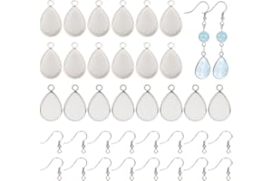 UNICRAFTALE Kits de Pendientes de Acero Inoxidable Incluye 50pz de Configuración de Cabujón Colgante En Forma de Lágrima Y 52 Ganchos para Pendientes Colgantes Bandeja de Metal Collar Pendientes