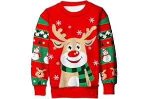 Belovecol Boys Girls Unisex Funny Christmas Sweatshirt Long Sleeve Crew-Neck Novelty Sweatshirts Pullover Age 4-16 Years