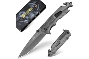 NedFoss FA48 Couteau Pliant - Coupe-Ceinture de Sécurité et Brise-Vitre, Lame 10 cm - Survie, Poche, Sauvetage et Chasse