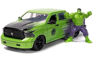 Jada Toys Marvel 1/24 Hollywood Rides 2014 Ram 1500 z figurką Hulka, zielony/fioletowy