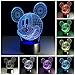 Produktbild Cute Mouse 3D Illusion Lampe, USB Nachlichter 7 Farbwechsel 3D Effekt LED Nachlampe schreibtischlampe Kreativ Leuchten Tischleuchte Dekoratives Licht für Kinder Mädchen Geschenk für Tochter