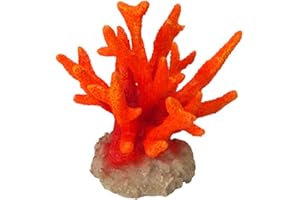 Aqua Della, Décoration pour Aquarium, Coraal Seriatopora 8,5x8,5x9 cm Orange, en Résine de Polyester, Non Toxique et PH Neutre, Convient pour Aquarium Eau Douce et salée, Réaliste
