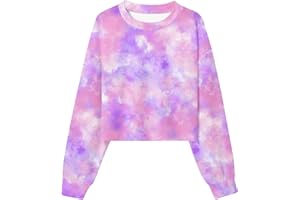 RAISEVERN Girls Tie-Dye Sweatshirt Long Sleeve T-Shirt Casual Pullover Crew Neck Cute Jumper Tee Tops，7-12 Years