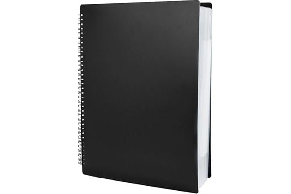 Irich Chemises pour partitions, Classeur Partition Musique, Classeur A4 Musique en plastique(30 compartiments 60 pochettes, 32 * 24CM, Noir)