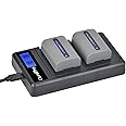 DuraPro 2Pcs NP-FP50 Battery + LCD Dual USB Charger for Sony NP-FP50 NP-FP30 DCR-DVD203E, DCR-DVD205, DCR-DVD205E, DCR-DVD304E, DCR-DVD305, DCR-DVD305E, DCR-DVD403, DCR-HC96 DCR-SR30 DCR-SR40