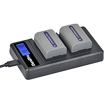 DuraPro Set van 2 NP-FP50 batterijen dubbele USB-lcd-oplader voor Sony DVD203E, DVD205E