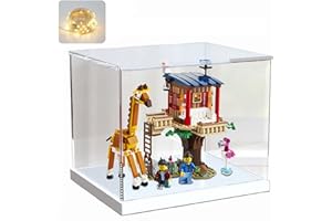 ELEPURE Vitrine pour Collection Vitrine en Acrylique pour Lego Figurine d'action Maquette Sculpture Présentoir Transparent pour Funko Pop Boîte d'Affichage Anti-Poussière pour Jouets 【Blanc, 20x20x20cm】