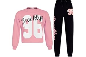 A2Z 4 Kids Girls Sweat Suit Tracksuit Crop Top Sweatshirt Sweat Pants 2 Piece Lounge Suit Set for Children Top Bottom Loungewear Gifts for Children Unisex Age 5-13 Years