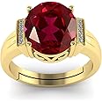 LMDPRAJAPATIS 7.25 Ratti 6.50 Carat Original Red Ruby Manik Gold Ring Certified Gemstone Adjustable Ring For Men And Women