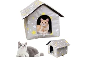 Hojalis Casetta per Gatti per Esterni, Casetta Gatto Da Esterno, Letto Gatto Da Esterno, Per Esterni, Impermeabile, Con Cuscino Rimovibile, Per Animali Domestici E Randagi (43 X 40 X 45 Cm)