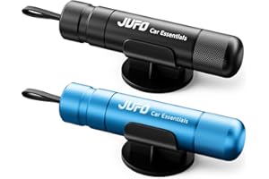 JUFO 2 packs Car Escape Tool with Seat Belt Cutter Emergency Car Window Breaker Escape Safety Hammer (Black+Blue)