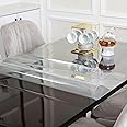 ZAVINIA PVC Clear Transparent Table cloth,Cover or Protector Thick Plastic Desk, Floor or Chair Mat, Rectangler, Kitchen Wood Grain Soft, Waterproof, Heat Resistant Glass 1mm/1.5mm (60 X 120 CM)