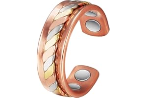 EnerCoppeX Braided Tricolor Magnetic Copper Ring 99.99 Solid Copper Magnetic Ring Carry 4 (3500 Gauss) Magnets Adjustable Size Unisex (L)