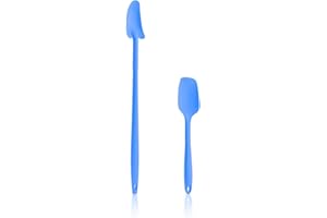 Kochblume Geizhals Set, Restelöffel, Flexlöffel S | Premium Premium-Silikon & BPA freimit Edelstahlkern | In der bunten Box (blau, 2er Set)