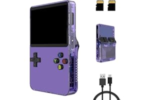 NEXASYMPHY R36S Handheld Game Console, 3.5 inch Retro Handheld Games Consoles IPS Screen Open Source Linux System Built-in 25000+ Classic Games Retro Video Game Console, 128G TF Card（Purple）