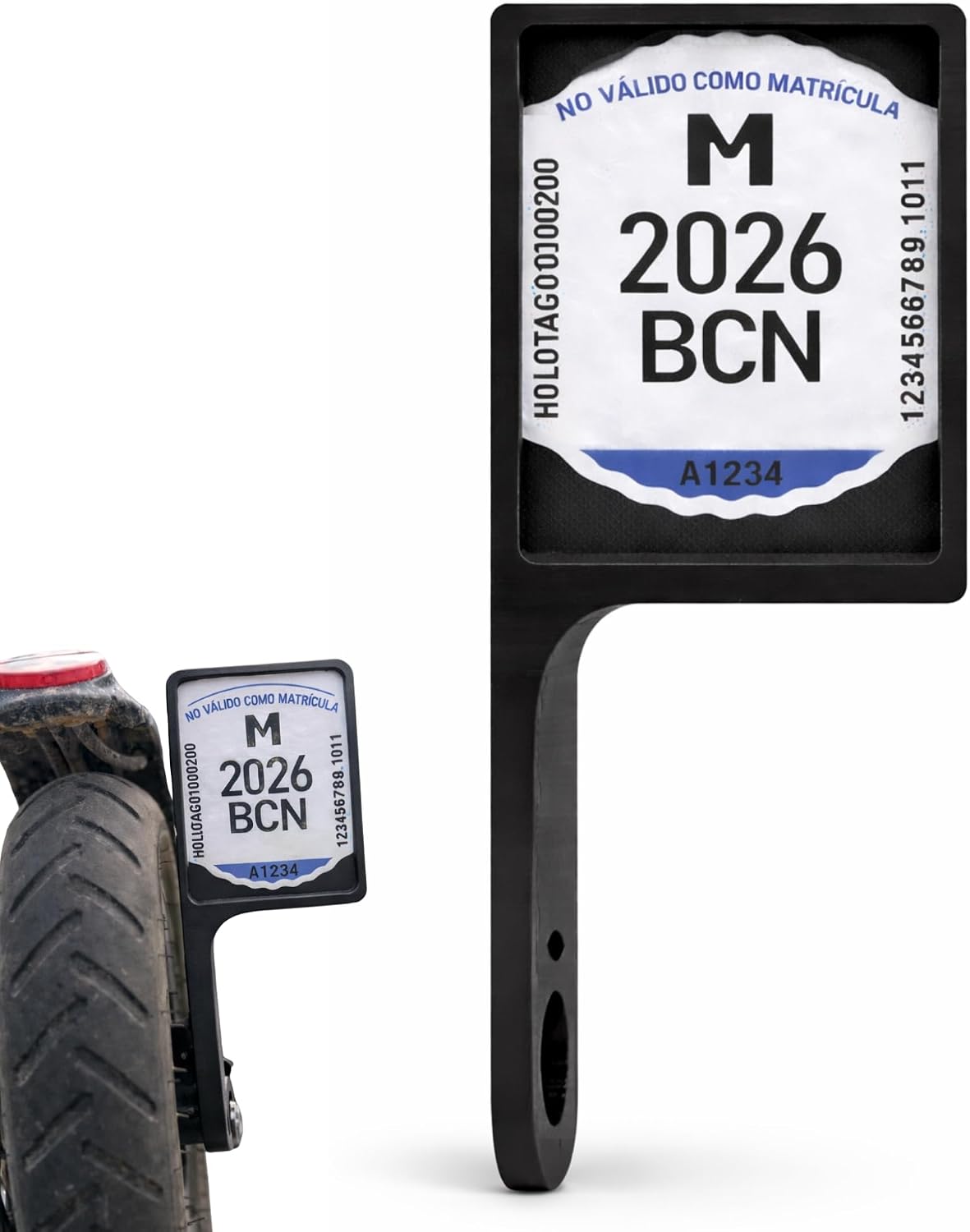Portamatrícula para Patinete Eléctrico VMP Universal, Soporte Flexible de Placa Identificativa con Fijación por Tornillo, Protector Transparente Extraíble, Accesorio para Scooter (Lado Derecho)