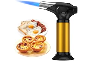 Kitchen Blow Torch with Safety Lock, Ankway Refillable Kitchen Butane Blowtorch Lighter, Adjustable Flame Culinary Torch for Creme Brulee Cooking Baking BBQ Grill DIY, Windproof, Yellow