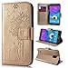 Produktbild SMART LEGEND Lederhülle für Samsung Galaxy Note 4 Ledertasche Hülle Gold Pusteblume Liebhaber Muster Schutzhülle Premium PU Leder mit Handschlaufe Flip Case Protective Cover Innere Weiche Silikon Bookcase Handy Tasche Schale mit Kartenfächer Magnetverschluß Standfunktion Etui