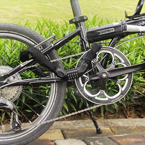 Fahrrad Kettenschloss, marsboy Fahrradschloss 90 cm lang Rahmenschutz, 5-stellig Zahlenschloss für Fahrrad Schwarz. - 7