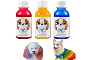 Dlmlemu Semi-Permanent Dog Hair Dye, Keep for About 2 Months, 3 Pack Pet Hair Dye, Provide 3 Primary Colors, DIY Colors are Available, Safely Pet Hair Dye, for Frruy Dogs Can be Bathed