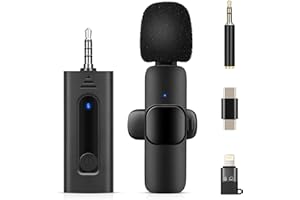 ANGLINK Mikrofon Handy Bluetooth 5.3 für iPhone Android - Multifunction Wireless Lavalier Microphone Ansteckmikrofon Kabellos mit Clip für Aufnahme Vlog YouTube Live Stream TikTok Videoaufzeichnung