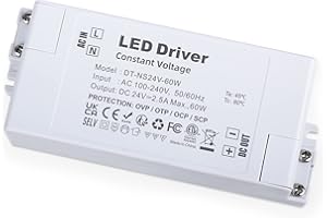 YAYZA! Transformateur 220V 24V 60W, IP44 Alimentation 2.5A LED Driver 220V AC à 24V DC, Adaptateur de Pilote LED à Tension Constante, Mini Alimentation pour CCTV GU5.3 G4 Ampoules MR11, MR16