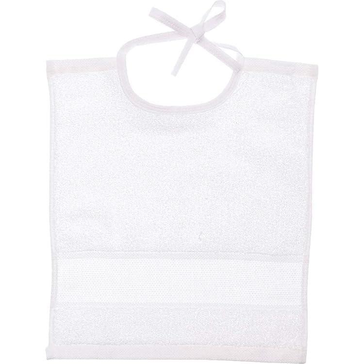 Rico Design Lätzchen Zum Besticken – 30x34 Cm, Baumwolle, Mit Aidafeld Für Kreuzstich, Rosa Mit Weißen Punkten