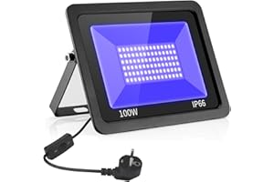 Eleganted 365nm Luz Negra Ultravioleta,100W Foco LED UV IP66 Impermeable Luces Ultravioleta para Fluorescente Pintura,Pinta Corporal,Halloween,GLOW Fiesta,Neón,DJ
