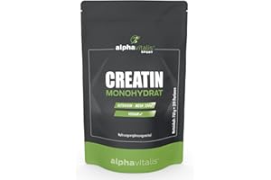 ‎ALPHAVITALIS alphavitalis Creatine Monohydrate Powder 750 g (Mesh Factor 200) - Microfine and Super Soluble, Ideal Dosed, Vegan Creatine for Athletes - 219 Servings