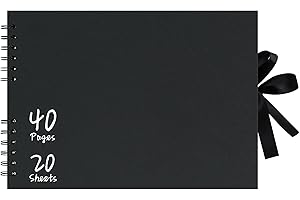 Vienrose Álbum de Fotos 29x21,5 cm, Álbum Scrapbooking DIY con 40 Páginas Papel Kraft Negro Grueso, Álbum Fotos para Pegar y Escribir para Bebé, Matrimonio, Familia y Viajes, Negro