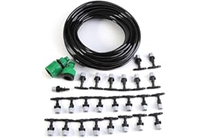 VIFER Micro Drip Irrigation Kit System, Drip Watering Kit Water Misting Cooling System Hose Sprinkler Nozzle for Agriculture, Garden, Patio, Lawn, Greenhouse (15M)