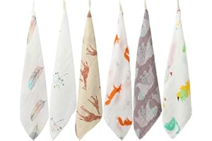 LEBZE LifeTree Suave Toallas de lavabo, Algodon Toalla Infantil Muselinas Bebe, 27 X 27cm Accesorio de Bebé Pañuelo Para Niños Pack de 6