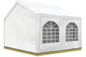 TOOLPORT Tente de réception 3x3 m, Toile de Haute qualité PE 450 N Blanc Construction en Acier galvanisé avec raccordement par vissage